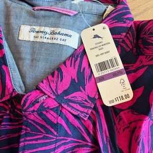 Two never worn Tommy Bahama tropical camp shirts in XXL one NWT.
